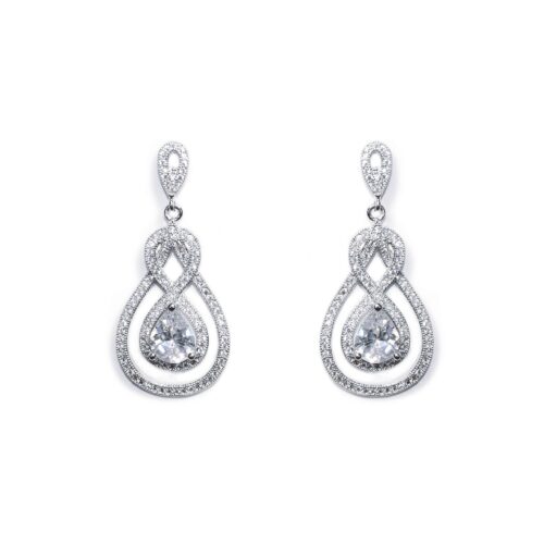 Lexington Rhodium Crystal Double Drop Earrings